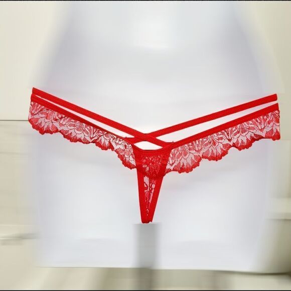2/$20 Brand New Red Lace G String T-Back Panties Underwear One Size - Picture 4 of 6